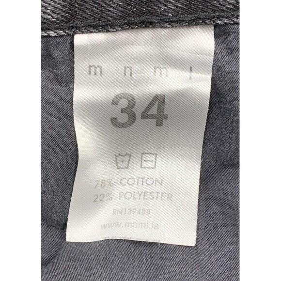 MNML Denim Jeans Men's Size 34 x 32 Black Factory Destroyed Ankle Zip Legs - Picture 3 of 15